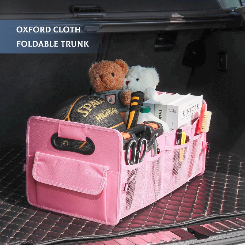 JiatuA Car Trunk Organizer, Car Organizers and Storage Collapsible Multi Compartment Container Box, Adjustable Car Accessories for SUV Sedan Truck, Standard Size, Pink - Image 2